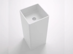 Lavabo totem design de forme rectangulaire. Il est conçu en une seule pièce avec des bords droits et des lignes épurées, finition blanche et lisse, Matière Résine Solid Surface, Taille 40 x 40 x 90 cm - LIVRAISON OFFERTE